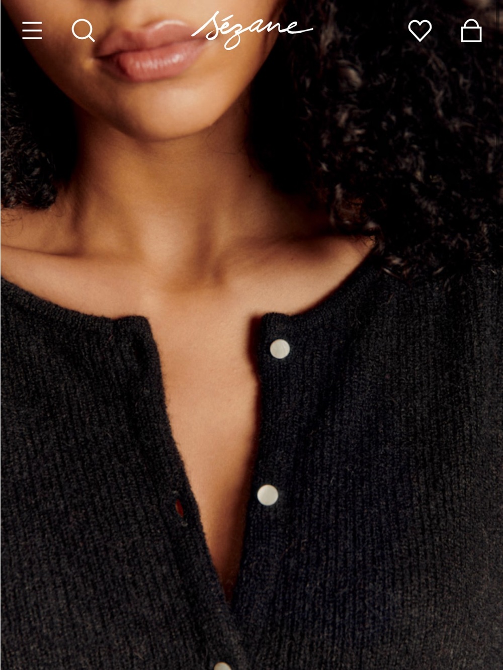 Sezane Gaspard Black Button-Front Women's Sweater Cardigan - Picture 13 of 13